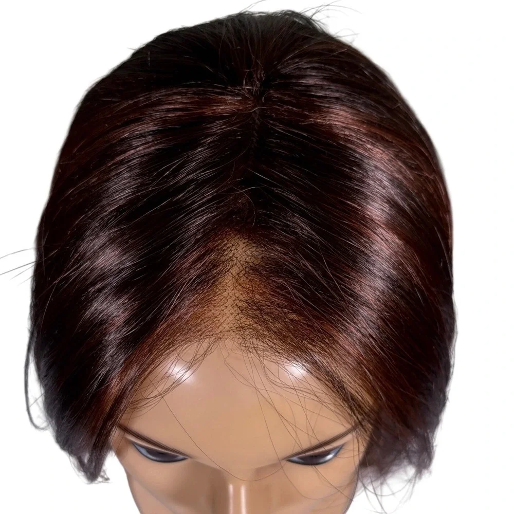 Henry Mangu Avery‎ Synthetic Wig Front Lace Center Part Brown Auburn 6H NWT